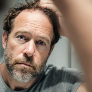 An image of a middle aged man, losing he's hair an thinking about getting Stem Cell Therapy