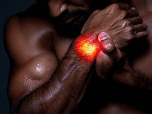 A man suffering from tendonitis that needs stem cell treatment