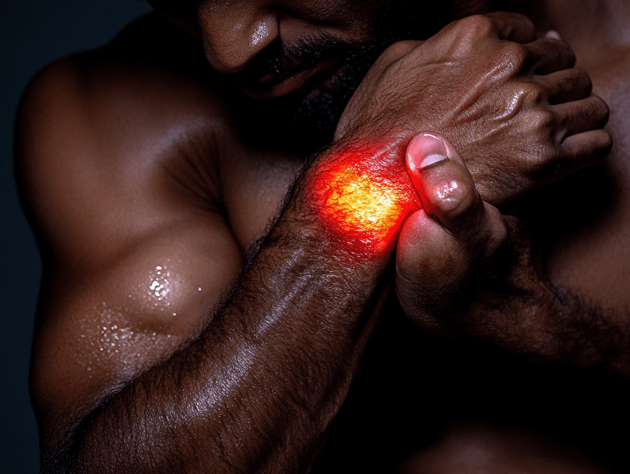 A man suffering from tendonitis that needs stem cell treatment