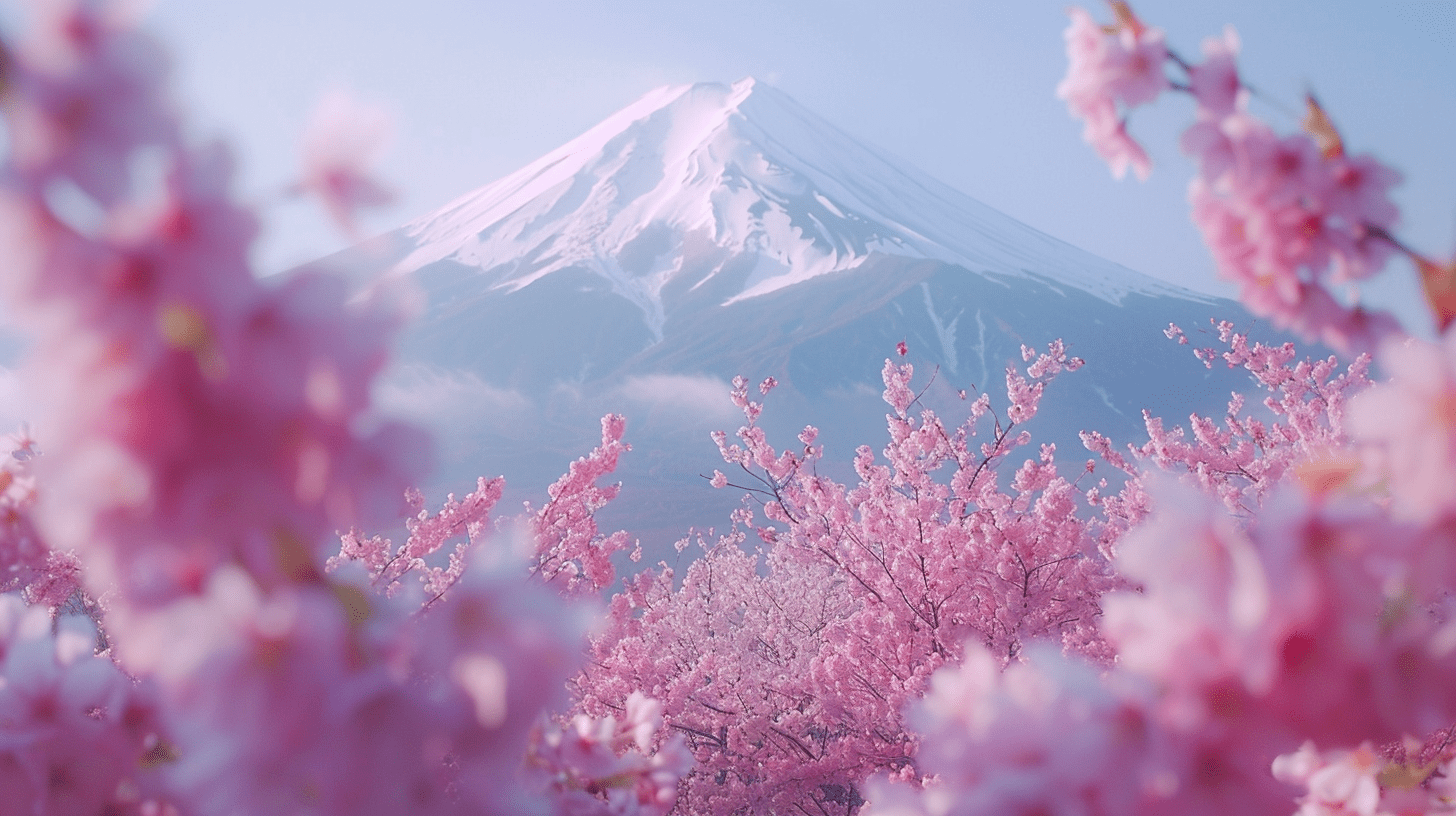 An image of Mount Fuji, with Pink blossom flowers, showing Japan as a great destination for Stem Cell Therapy