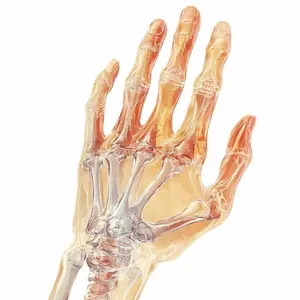 A hand with the skeleton visible to show it's injured