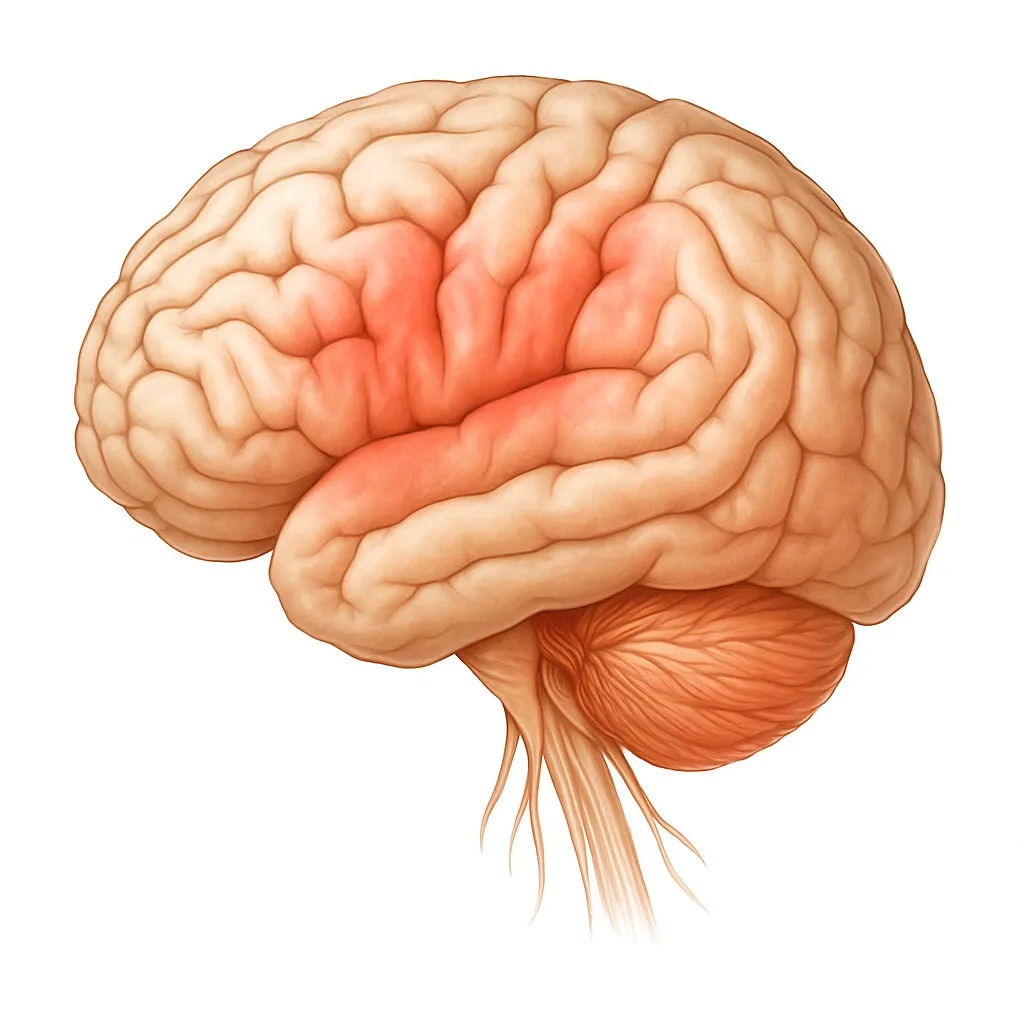 An image of a brain with damaged nerves