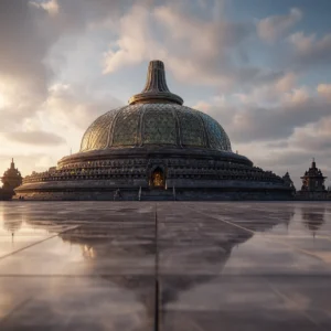 Borobudur Temple at sunrise in Indonesia, symbolizing the country’s cultural heritage and modern medical advances like stem cell therapy