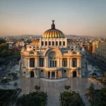 Palacio de Bellas Artes in Mexico City at golden hour, iconic landmark symbolizing Mexico as a destination for Stem Cell Treatments