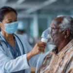 Stem Cell Doctor treating a patient suffering from COPD with a Stem Cell Nebulizer
