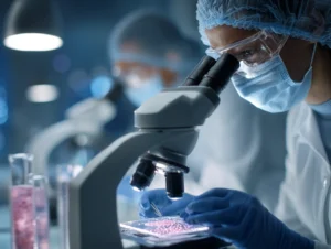 An image of Stem Cell Researchers analysing lung tissue for their COPD trial