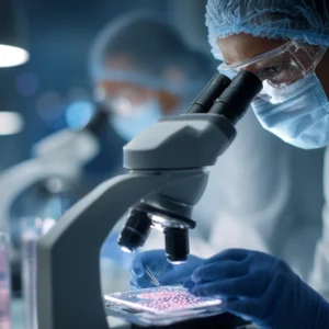 An image of Stem Cell Researchers analysing lung tissue for their COPD trial