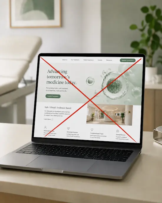 Stem cell clinic website reviewed by Alt Treatment
